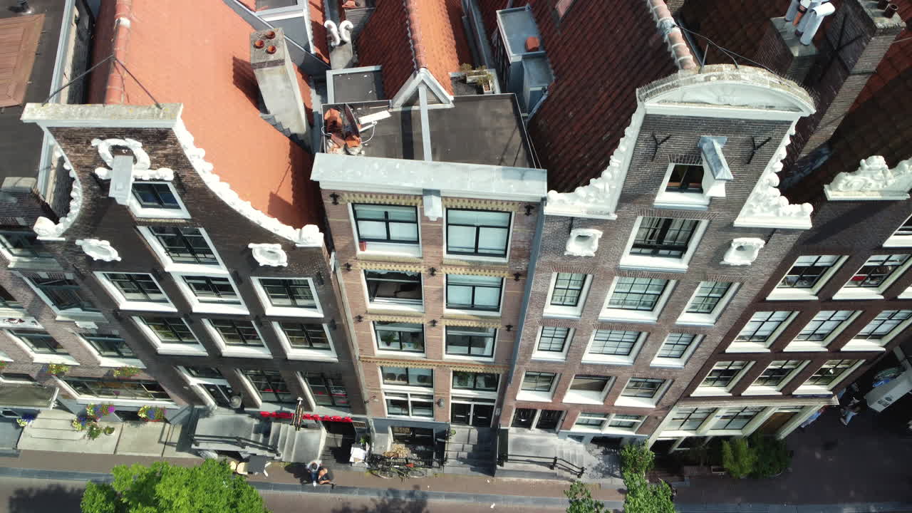 Aerial View of Dutch Townhouses and Roofs