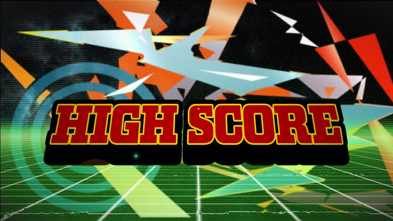 모양 위에 높은 점수 텍스트의 애니메이션