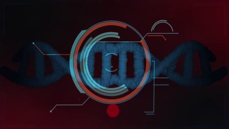 animation of scope scanning, scientific data processing and dna strand spinning