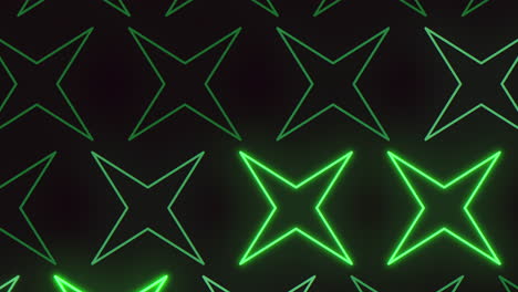 mesmerizing green neon stars illuminate black background