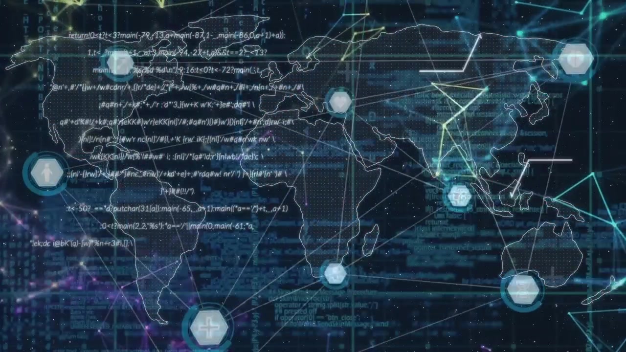 Animation of data and network of connections over world map