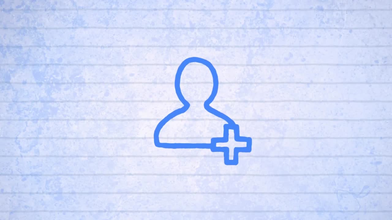 animación del contorno azul de la gente icono dibujado a mano con un marcador en papel de línea blanca