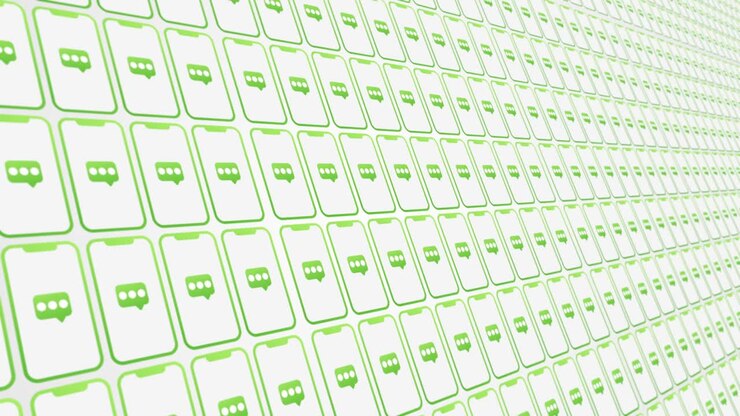 Smartphones pattern messages animated background close up