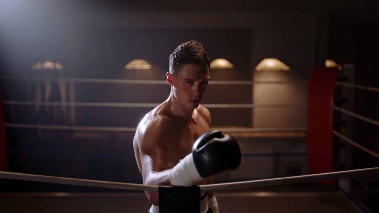 Serious Boxer in a Boxing Ring
