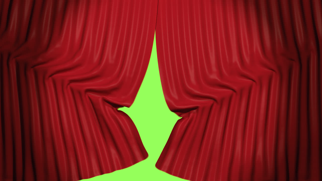 Stage Curtain Opening and moving through with spotlight. Isolated with luma matte alpha 3D Rendering