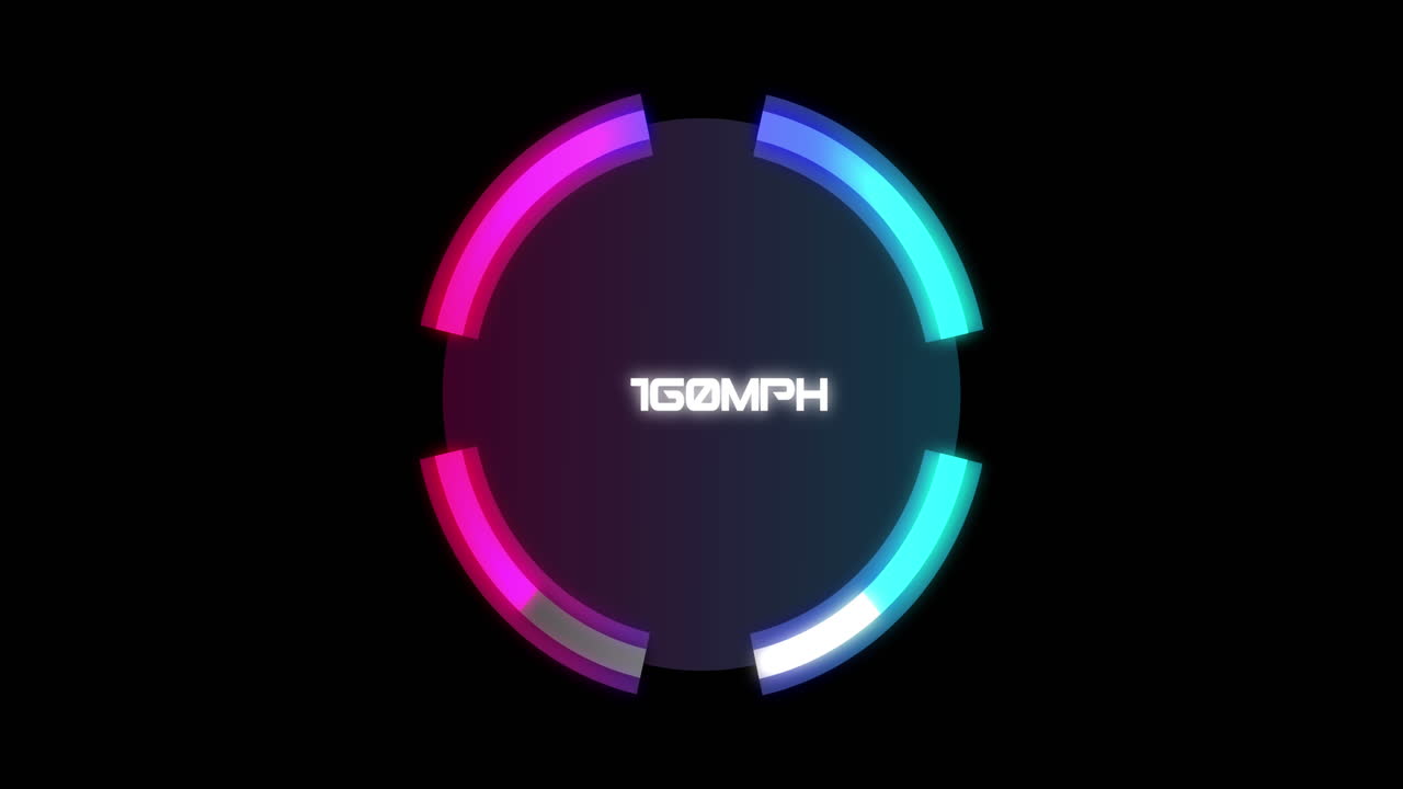 animación del velocímetro del coche sobre un fondo negro