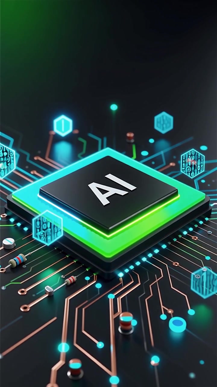 Futuristic AI Chip Motherboard Technology Background