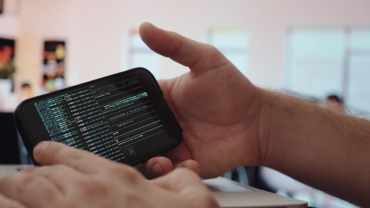 A smartphone using AI technology to rapidly generate programming code, enabling fast work