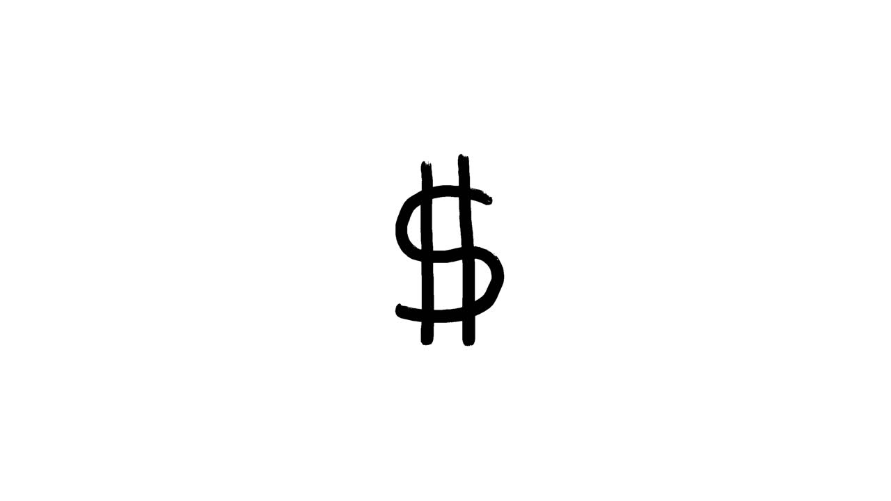 Simbol Dolar Gambar Tangan dengan Latar Belakang Putih