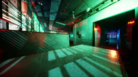 corredor de un edificio abandonado de cyberpunk