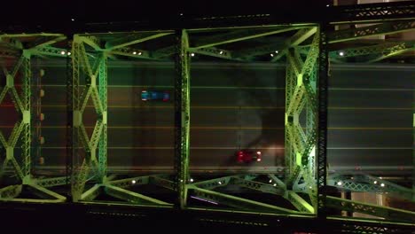 aerial view of a bridge at night