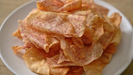 crispy taro chips - fried or baked sliced taro