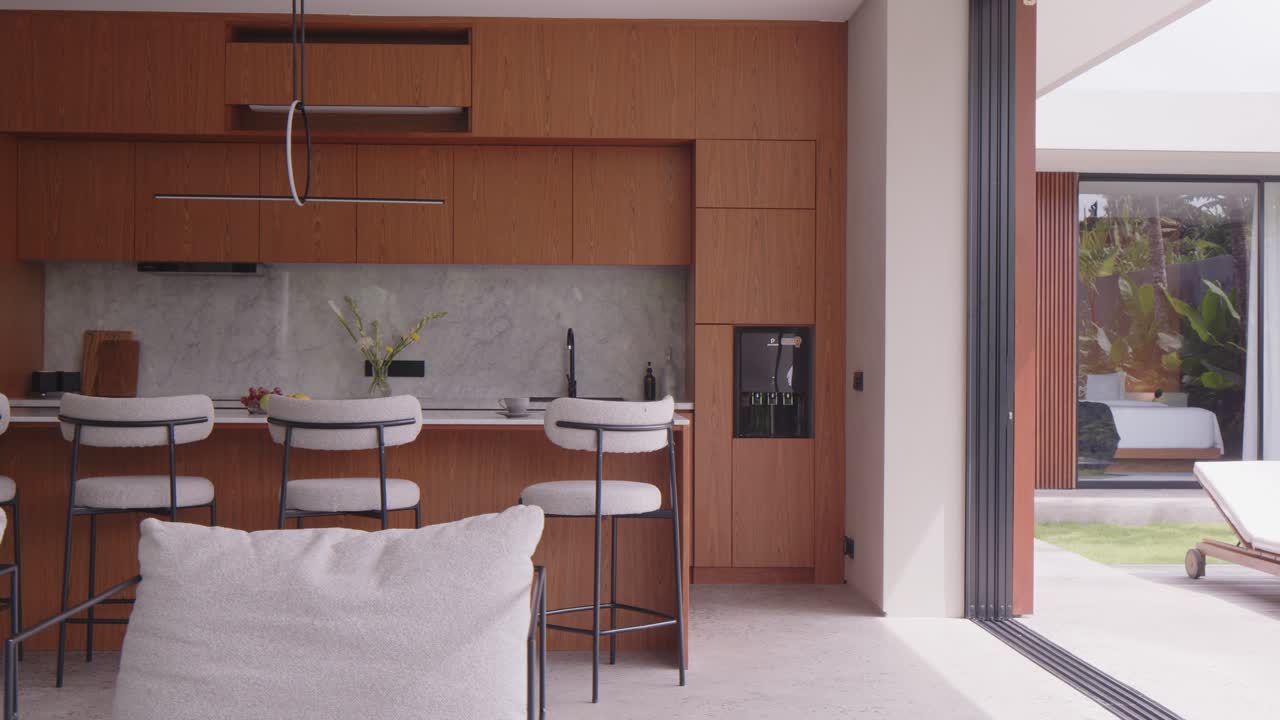 Elegant modern kitchen highlights minimalism in a serene home