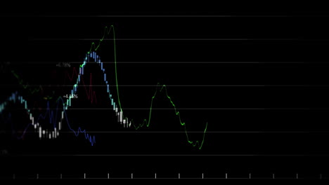 Animation-of-diagram-and-data-processing-over-black-background