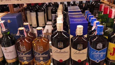 ballantine's scotch whisky display in a supermarket