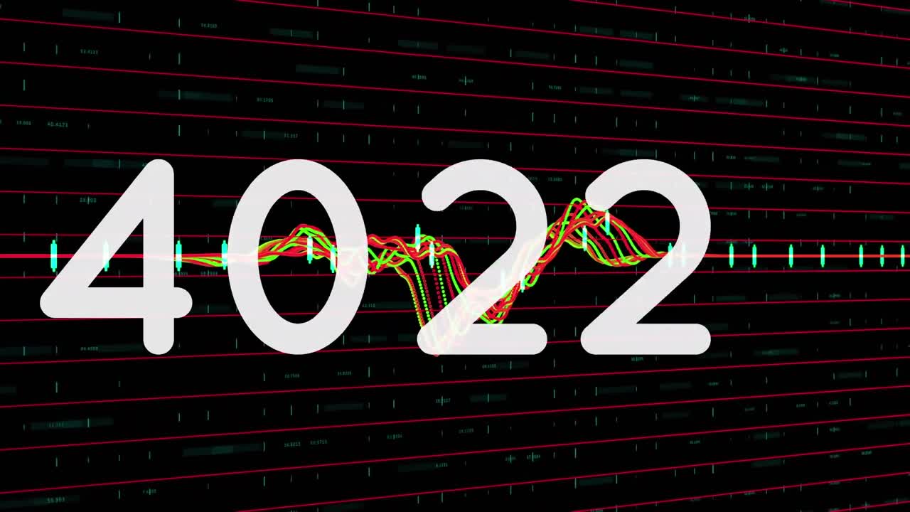 animación de aumento del recuento de números, sobre el procesamiento de datos en un gráfico de colores sobre fondo negro