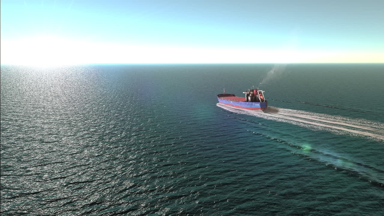 Cargo Ship Sailing on the Open Ocean