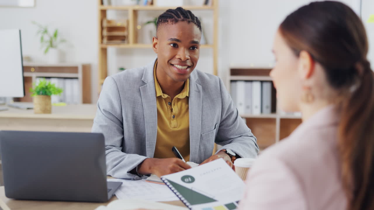 Business, employees and black man in consultation