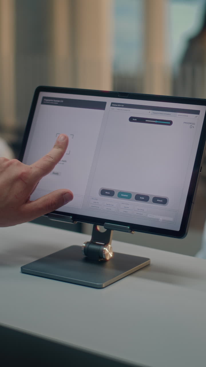 Tablet User Interface with Fingerprint Scanning and Process Controls