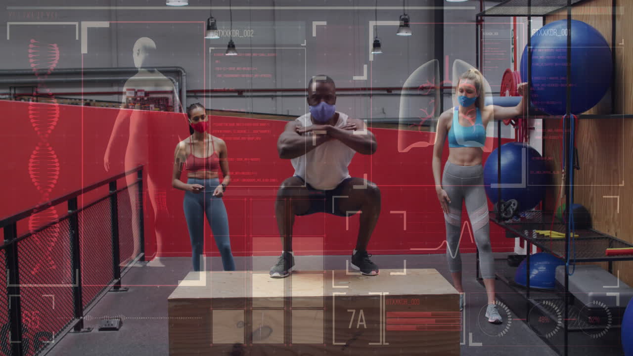 얼굴 마스크를 착용하는 다양한 그룹에 대한 그래프와 통계의 애니메이션