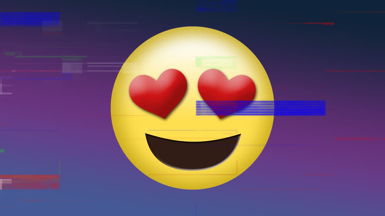 rostro sonriente con ojos en forma de corazón