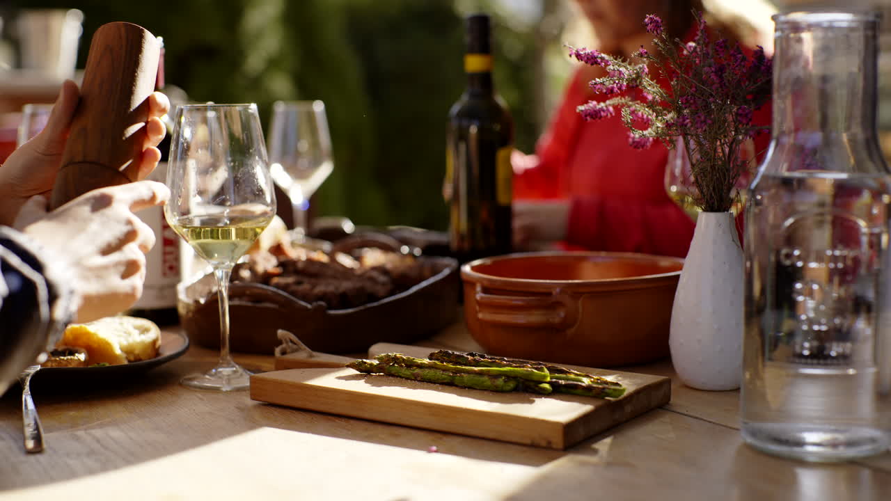 Outdoor Dinner with Grilled Asparagus