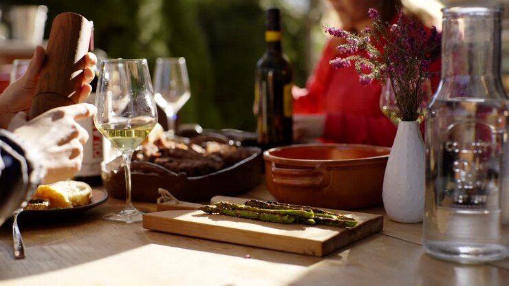 Outdoor Dinner with Grilled Asparagus