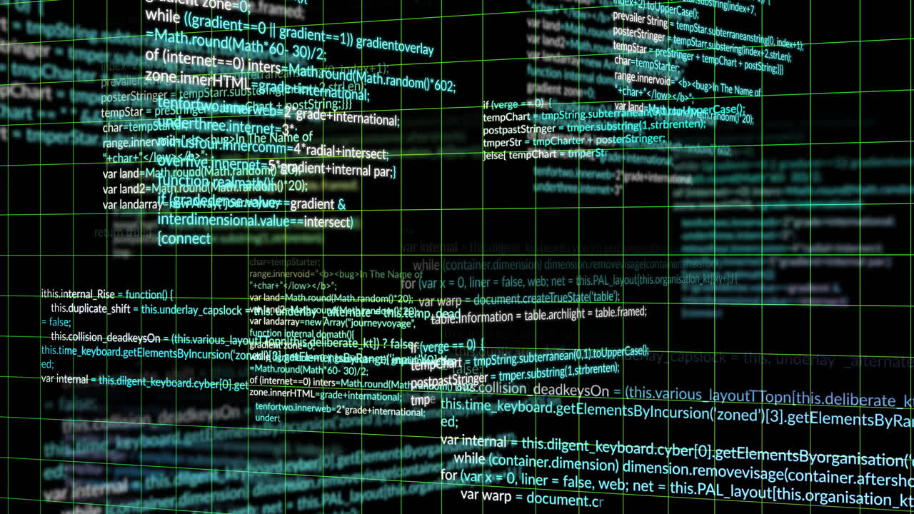 Animation of digital data processing over black background