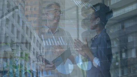 animación del procesamiento de datos sobre diversas personas de negocios en la oficina