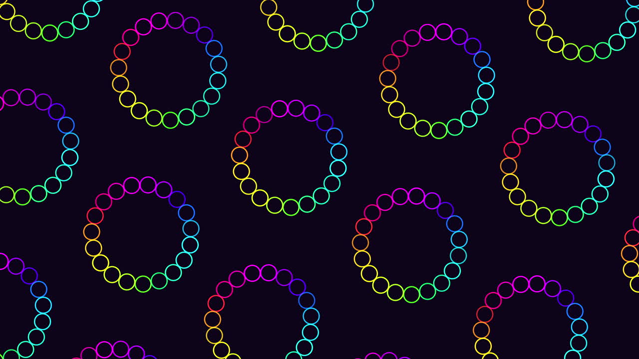 patrón de círculo de arco iris vibrante flotando en fondo negro