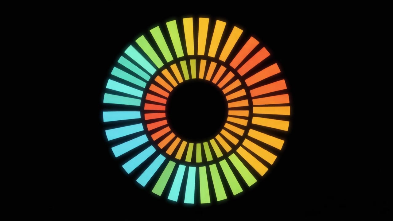 Colorful Circular Loading Animation with Rotating Gradient Segments