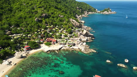 aerial footage along the coast of ko tao island, ko tao, surat thani, thailand