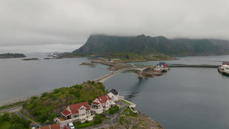 henningsvær bridge leading into fishing village of same name