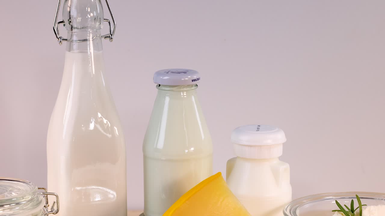 productos lácteos variados sobre un fondo blanco