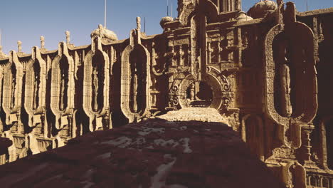 exploring ancient architecture at a historic site in a rugged landscape