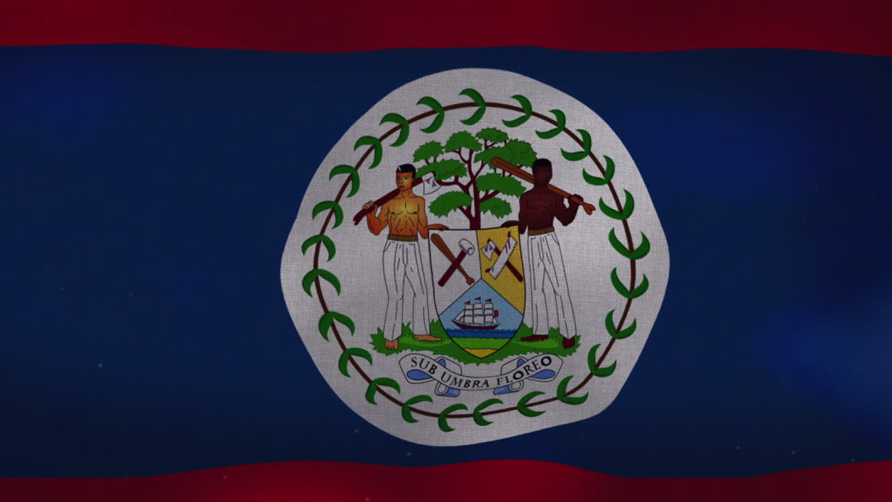 la bandera nacional de belice ondeando