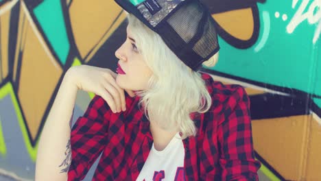 beautiful young hipster blond woman