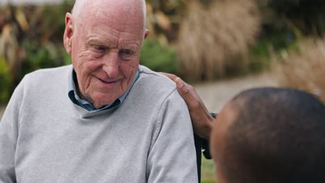 elderly man receiving comfort and support