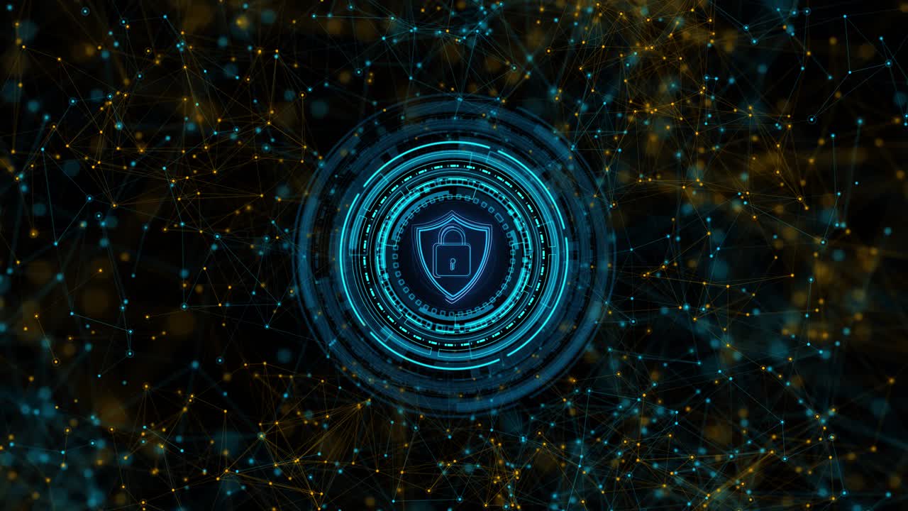 Global network security ai chip circuit lines security digital technology background data protection