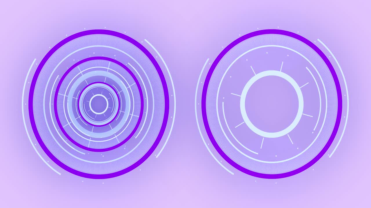 Animation of two scopes scanning on purple background