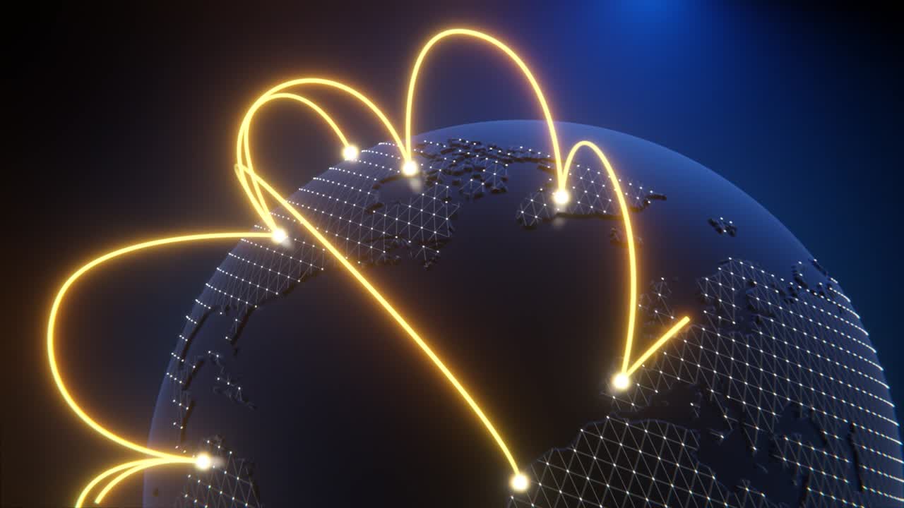 3d 애니메이션에서 지구의 기술 세계화: 회전하는 행성의 글로벌 비즈니스 점