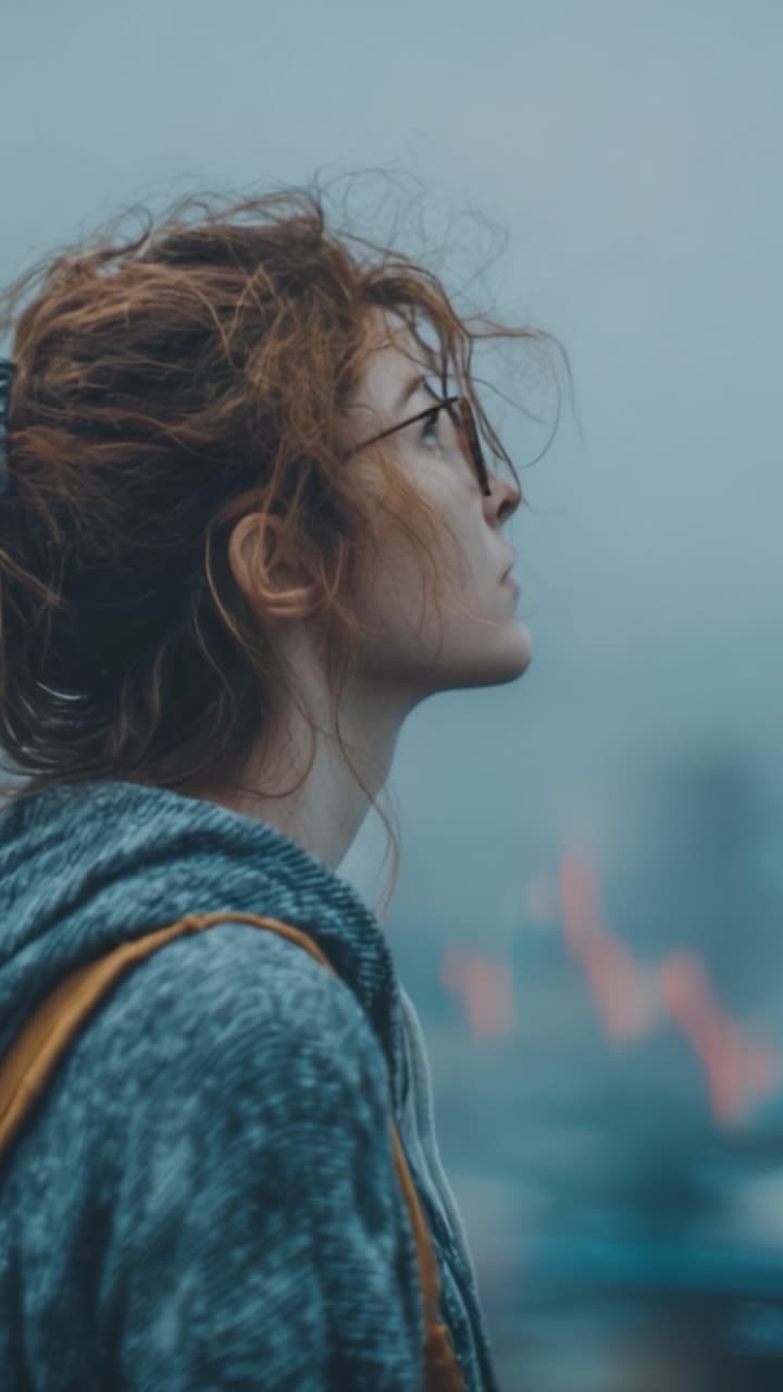 Contemplative Moment: A Profile of a Young Woman Amidst an Atmospheric Backdrop, Capturing the Essence of Thoughtfulness and Reflection