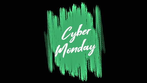 Cyber-Monday-Mit-Grünem-Aquarellpinsel-Auf-Schwarzem-Farbverlauf