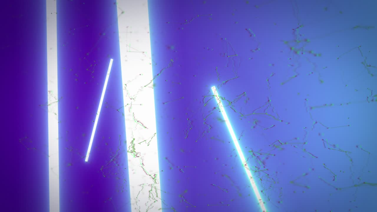 Animación de formas moviéndose sobre líneas de neón