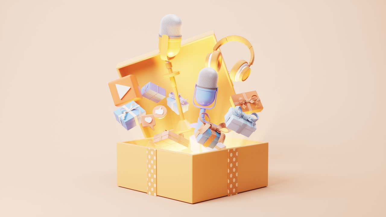 Entertainment and gift box in internet live streaming, 3d rendering.