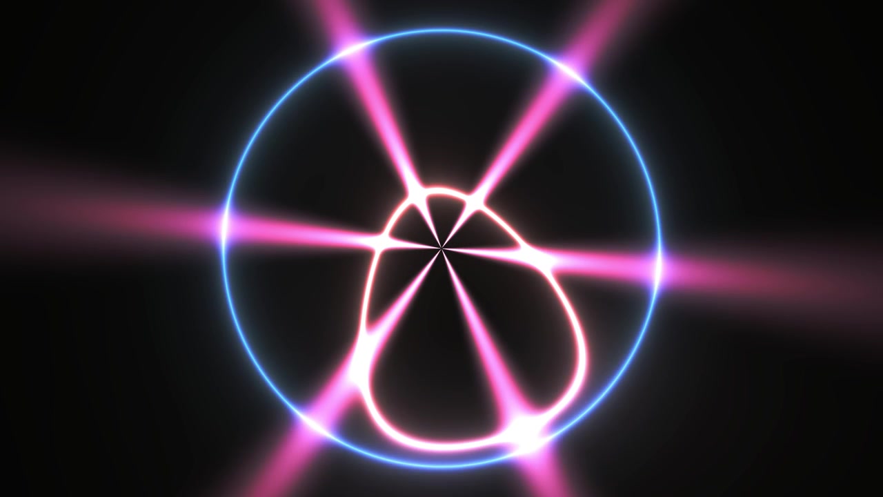Animación Abstracta de Líneas de Neón Luminosas y Círculo en Expansión