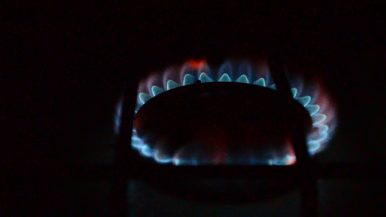 Blue flame. Gas furnace