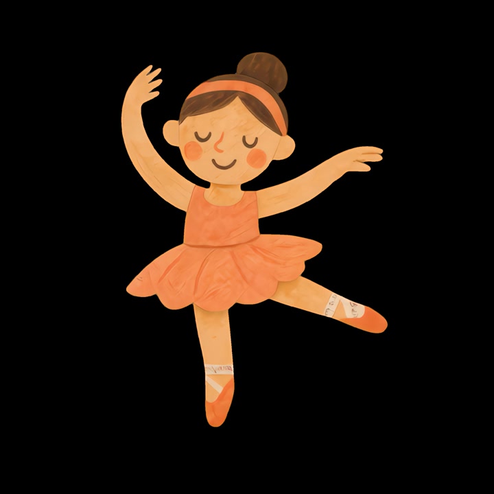 Illustrazione animata di una piccola ballerina che danza