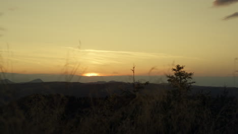 mountain range at sunset