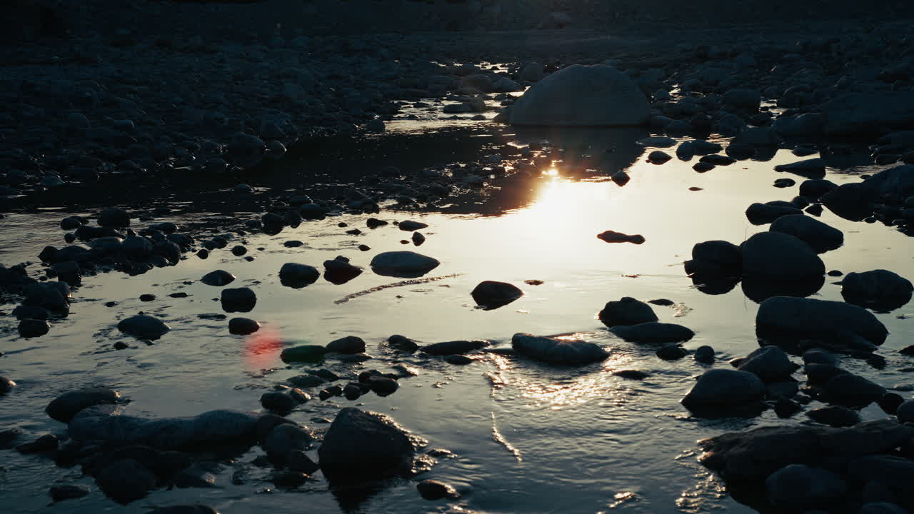 Sun Reflected In A Small Stream Of Water In Sicily Nature